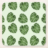 Palmbladeren, groene bladeren, tropisch patroon kartonnen onderzetters (Voorkant)