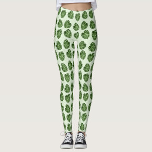 Palmbladeren, groene bladeren, tropisch patroon leggings