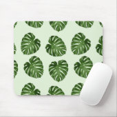 Palmbladeren, groene bladeren, tropisch patroon muismat (Met muis)