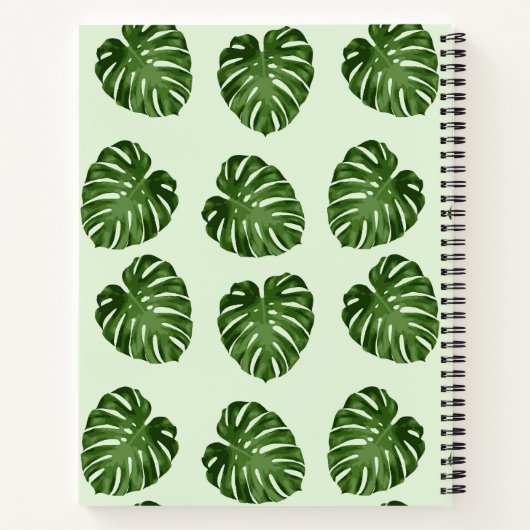 Palmbladeren, groene bladeren, tropisch patroon notitieboek (Achterkant)