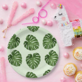 Palmbladeren, groene bladeren, tropisch patroon papieren bordje (Feest)