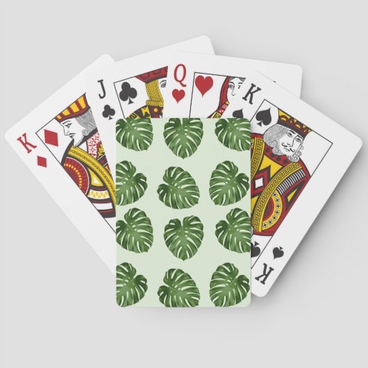 Palmbladeren, groene bladeren, tropisch patroon pokerkaarten (Achterkant)