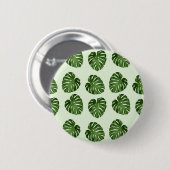 Palmbladeren, groene bladeren, tropisch patroon ronde button 5,7 cm (Voorkant /achterkant)