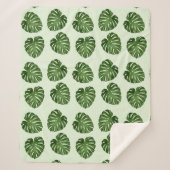 Palmbladeren, groene bladeren, tropisch patroon sherpa deken (Voorkant)