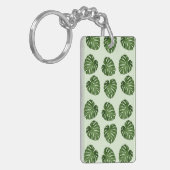 Palmbladeren, groene bladeren, tropisch patroon sleutelhanger (Voorkant Links)