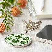 Palmbladeren, groene bladeren, tropisch patroon sleutelhanger (Zijkant)