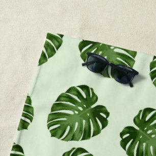 Palmbladeren, Groene Bladeren, Tropisch Patroon Strandlaken