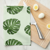 Palmbladeren, groene bladeren, tropisch patroon theedoek (Quarter Fold)