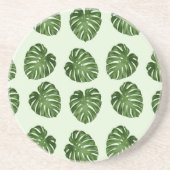 Palmbladeren, groene bladeren, tropisch patroon zandsteen onderzetter (Voorkant)