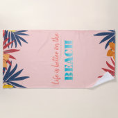 Palmbladeren Hibiscus Strandlaken (Voorkant)