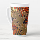 Palmbladeren in bruine, zwarte oranje latte Mok (Linkerhoek)