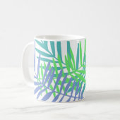 Palmbladeren in de kleuren blauw en groen koffiemok (Voorkant links)