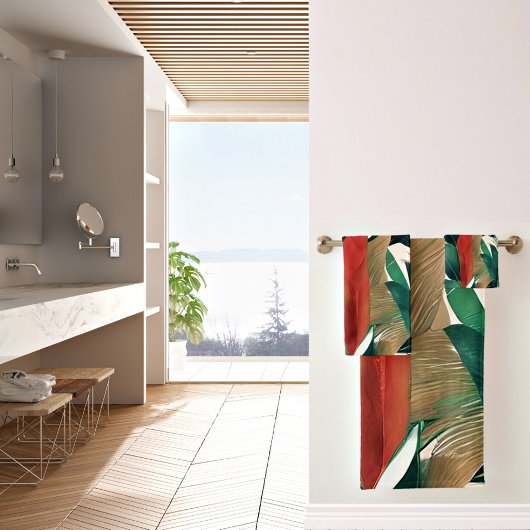 Palmbladeren in gedempte tonen bad handdoek