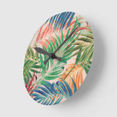 Palmbladeren in kleur ronde klok (Hoek)