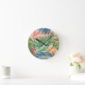 Palmbladeren in kleur ronde klok (Huis)