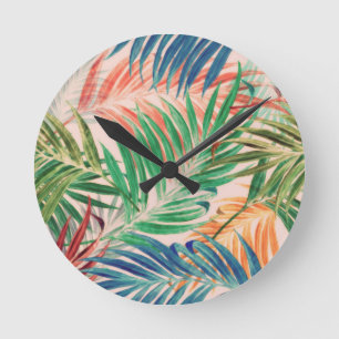 Palmbladeren in kleur ronde klok