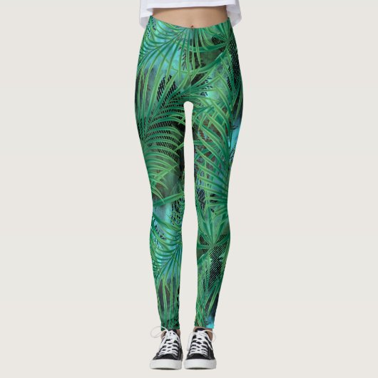 Palmbladeren Leggings (Voorkant)