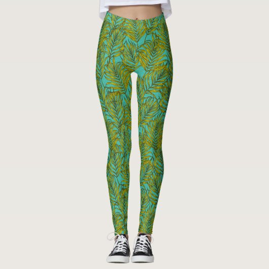 Palmbladeren Leggings (Voorkant)