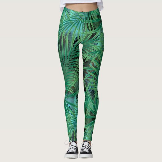 Palmbladeren Leggings (Voorkant)