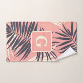 Palmbladeren Lichtroze gepersonaliseerd monogram Bad Handdoek (Handdoek)