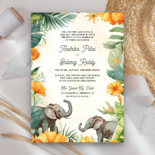 Palmbladeren Marigold Olifant Zuid-Indiase Trouwda Kaart