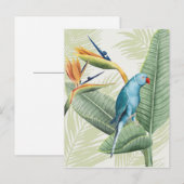 Palmbladeren met blauwe vogel briefkaart (Voorkant / Achterkant)