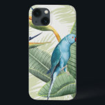 Palmbladeren met blauwe vogel iPhone 13 hoesje<br><div class="desc">Palmbladeren met blauw vogelartiest: Grace Popp</div>
