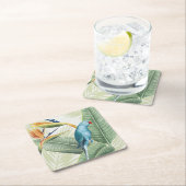 Palmbladeren met blauwe vogel kartonnen onderzetters (Insitu)