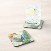 Palmbladeren met blauwe vogel onderzetter (Rechterzijde)