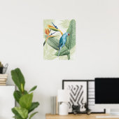 Palmbladeren met blauwe vogel poster (Thuiskantoor)