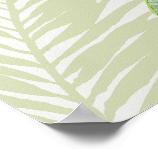 Palmbladeren met blauwe vogel poster (Hoek)