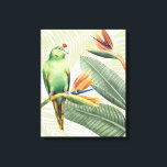Palmbladeren met een groene vogel canvas afdruk<br><div class="desc">Palmbladeren met groene vogelartiest: Grace Popp | Afbeelding-ID: 157018GG</div>