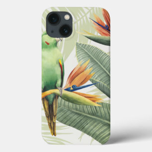Palmbladeren met een groene vogel Case-Mate iPhone case