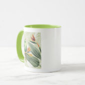 Palmbladeren met een groene vogel mok (Voorkant links)