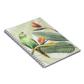 Palmbladeren met een groene vogel notitieboek (Rechterzijde)