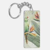Palmbladeren met een groene vogel sleutelhanger (Voorkant Links)