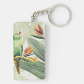 Palmbladeren met een groene vogel sleutelhanger (achterkant)