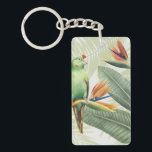 Palmbladeren met een groene vogel sleutelhanger<br><div class="desc">Palmbladeren met groene vogelartiest: Grace Popp | Afbeelding-ID: 157018GG</div>