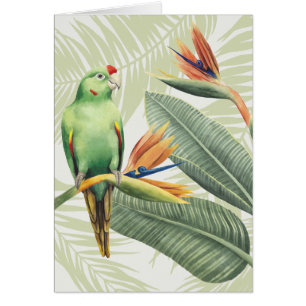 Palmbladeren met groene vogel
