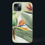 Palmbladeren met groene vogel iPhone 13 hoesje<br><div class="desc">Palmbladeren met een groene vogelarm: Grace Popp| Afbeelding-ID: 157018 GG</div>