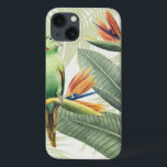Palmbladeren met groene vogel iPhone 13 hoesje<br><div class="desc">Palmbladeren met een groene vogelarm: Grace Popp| Afbeelding-ID: 157018 GG</div>