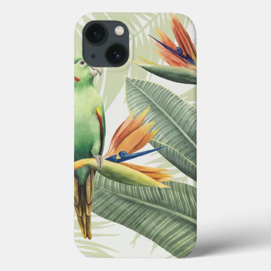 Palmbladeren met groene vogel Case-Mate iPhone case (Achterkant)