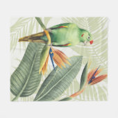Palmbladeren met groene vogel fleece deken (Voorkant (Horizontaal))