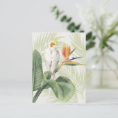 Palmbladeren met witte vogel briefkaart (Staand voorkant)