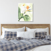 Palmbladeren met witte vogel canvas afdruk (Insitu (Slaapkamer))