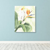Palmbladeren met witte vogel canvas afdruk (Insitu (Houten vloer))