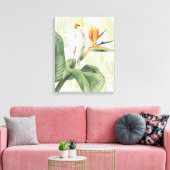 Palmbladeren met witte vogel canvas afdruk (Insitu (Woonkamer))