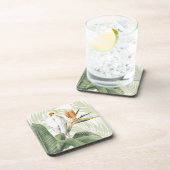 Palmbladeren met witte vogel drankjes onderzetter (Rechterzijde)