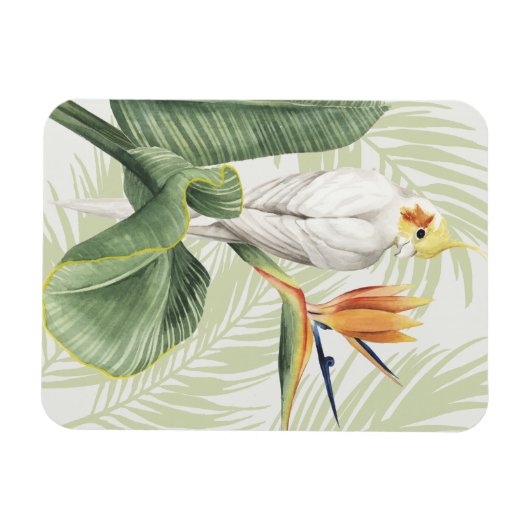 Palmbladeren met witte vogel magneet (Horizontaal)