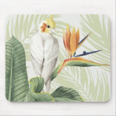Palmbladeren met witte vogel muismat (Voorkant)